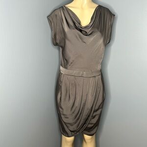BCBGMAXZARIA dress size M short cuffed sleeves banded waist 2 front pockets!